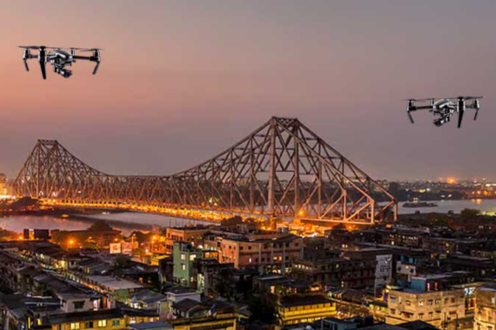 Kolkata Night Drone
